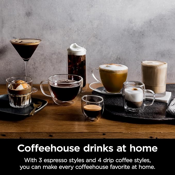 Ninja Luxe Caf챕 Premier Series, Espresso Machine, Drip Coffee Maker & Rapid Cold Brew, Integrated Grinder, Assisted Tamper, Hands-Free Frother, for Cappuccinos & Lattes, Cyberspace, ES601CY