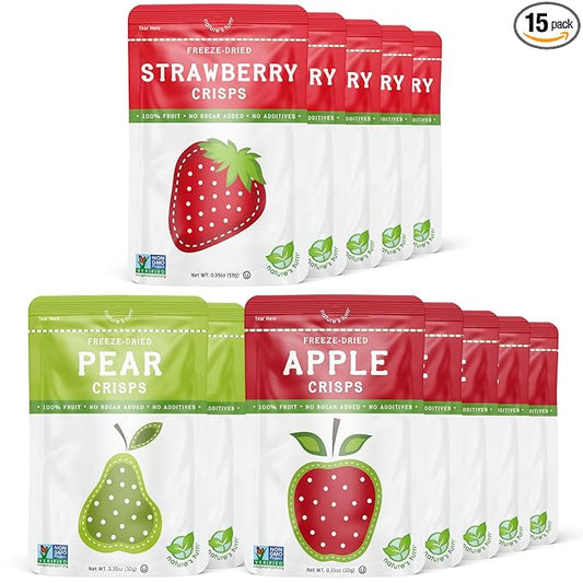 Nature?™s Turn Freeze-Dried Fruit Snacks, Snack Size Variety, Pack of 15 (0.35 oz Each)