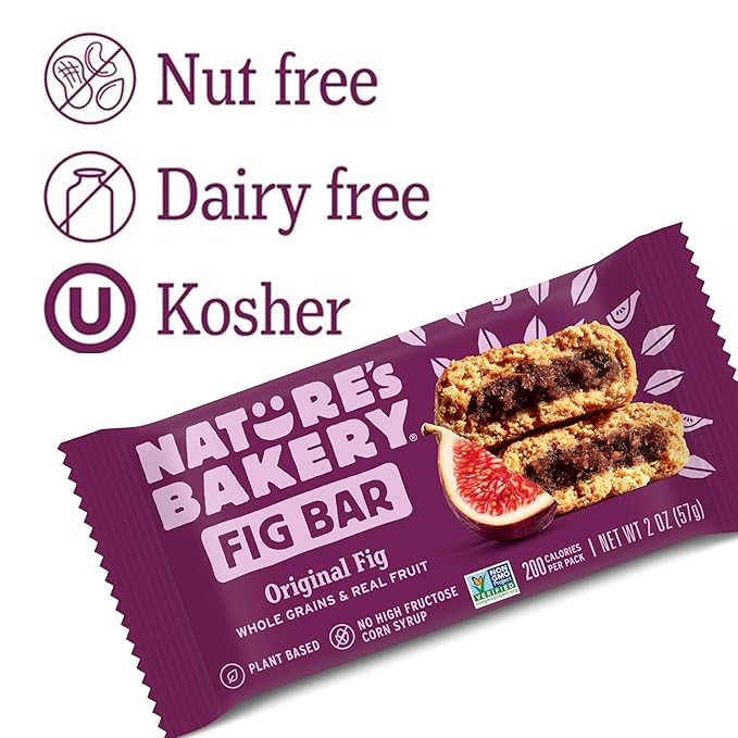 Nature?™s Bakery Whole Wheat Fig Bars, Original Fig, Real Fruit, Vegan, Non-GMO, Snack bar, 6 boxes with 6 twin packs (36 twin packs)