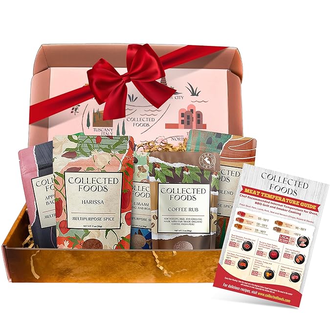 BBQ Seasoning and Rub Gift Set - BBQ Seasonings and Spices for Cooking with the Grill - Gourmet Spice Set: Bacon Salt, Harissa, Umami Mushroom Powder, Coffee Rub, Tuscan Grill