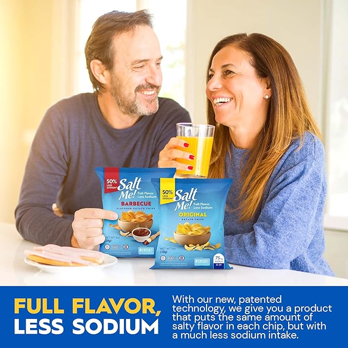 SaltMe! Variety Potato Chips - 24 count 1oz Bags - 50% Less Sodium, Kosher, Non-GMO, Gluten Free - Less Salt, Great Flavor
