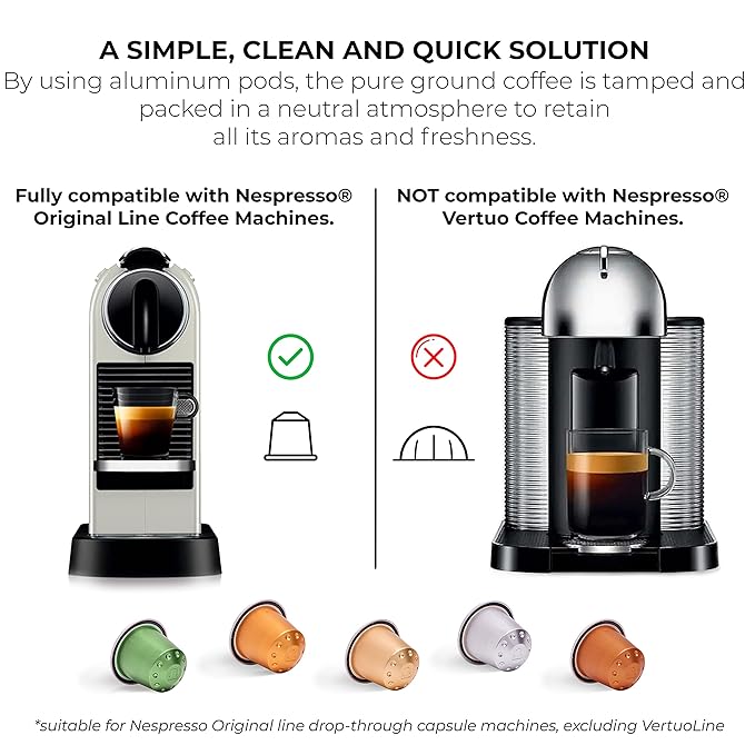 Grano Milano Decaffeinato - 50 Aluminium Espresso Pods Compatible with Nespresso Original line, Medium Roast - Intensity 9/12, Espresso Coffee Capsules Made in Italy