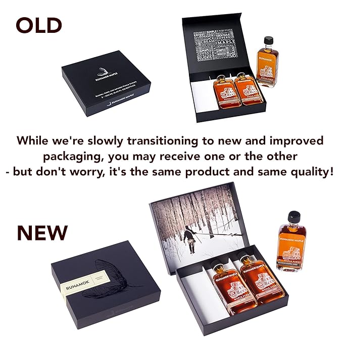 Runamok Maple Syrup Gift Box | Barrel-Aged Selection | Special Present For Holidays| Bourbon, Whiskey & Rum Barrel-Aged Maple Syrup | 3 Bottles of Real Maple Syrup | 8.45 Fl Oz (250mL)