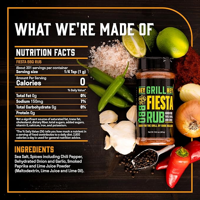 Hey Grill Hey | Fiesta Rub | Taco Seasoning | Chili & Fajita Seasoning | Fiesta Spices |10.6 oz