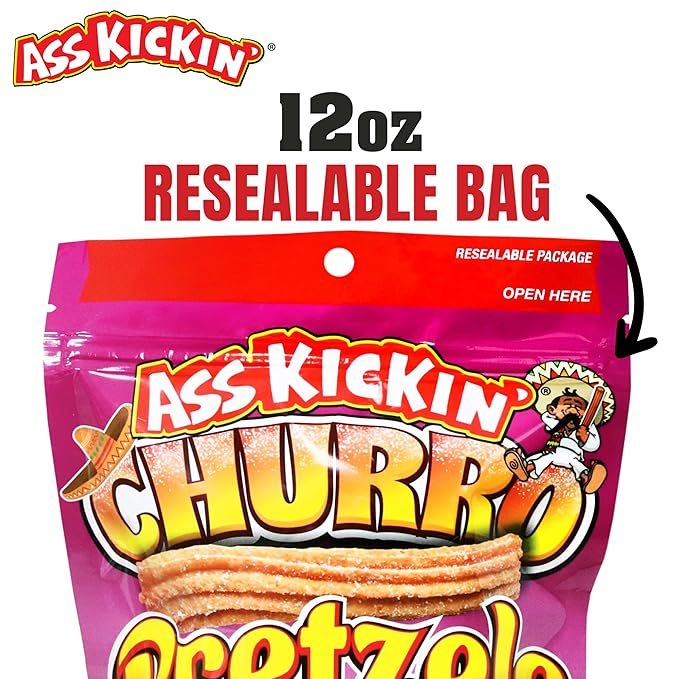 ASS KICKIN??Pretzels 12 Ounce Size Flavor Pack Seasoned Pretzel Twists (12oz, Churro)