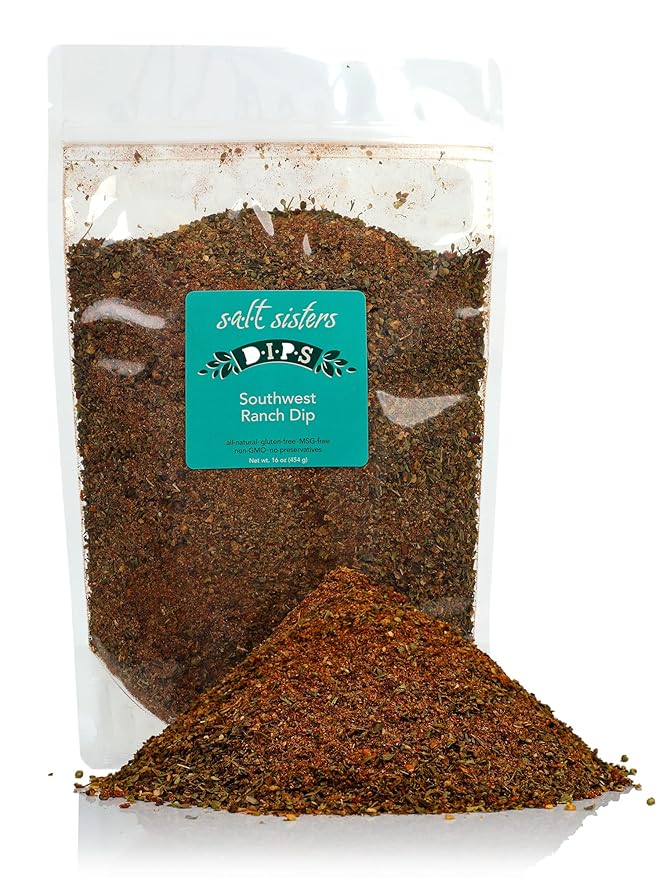 s.a.l.t. sisters Southwest Ranch Dip | All-Natural, Gluten Free, MSG Free, Non-GMO | Herbal Seasoning for Sour Cream & Mayonnaise | Versatile Use for Rubs and Dressings | 1lb