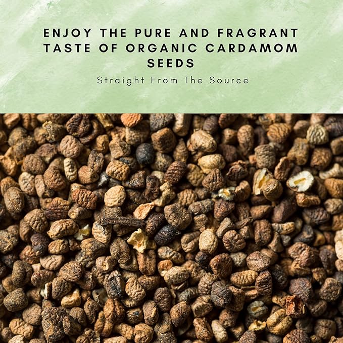 SPICY ORGANIC Premium Decorticated Organic Cardamom Seeds – 100% USDA Organic - Perfect for enhancing the taste of a variety of dishes such as baked goods, beverages, curry blends, and meat dishes- 8 Oz.