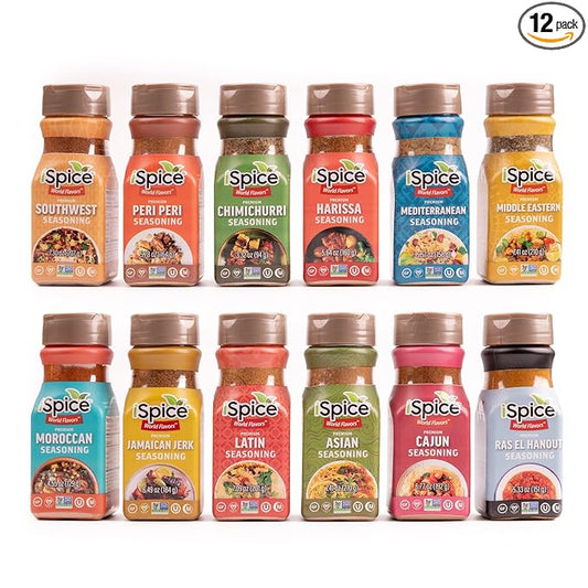iSpice Starter Spice Set- Seasonings for Cooking, Spices and Seasonings Sets, Spices Variety Pack, Cooking Gifts for Men Home Basic Spice Set (12 Pack World Flavor Premium)