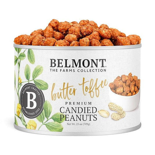 Belmont Peanuts Gourmet Butter Toffee Candied Peanuts, 25 oz (1 Pack) ??Only 4 Ingredients, No Preservatives, 3g Protein ??A Premium, Sweet, Buttery, Salty, Crunchy, Hand Seasoned Snack