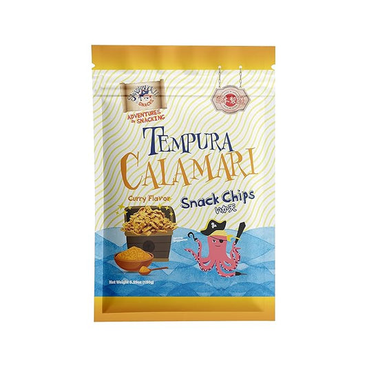 Swashbuckle Snacks Crispy Tempura Calamari Snack Chips Curry Flavor 5.29oz, Made in Japan, Otsumami