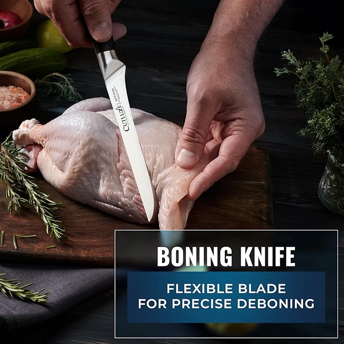 Cutluxe 5-Piece Butcher Knife Set ??Slicing Carving Knife Set for Meat Cutting, Ultra Sharp German Steel, Full Tang, Ergonomic Handles ??Artisan Series
