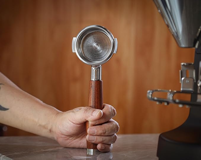 58mm Bottomless Portafilter for E61 Group Head | Professional Barista-Grade Naked Portafilter | Compatible with Rocket, Lelit, Ascaso, Profitec, ECM, Flair 58 & More (Rosewood)