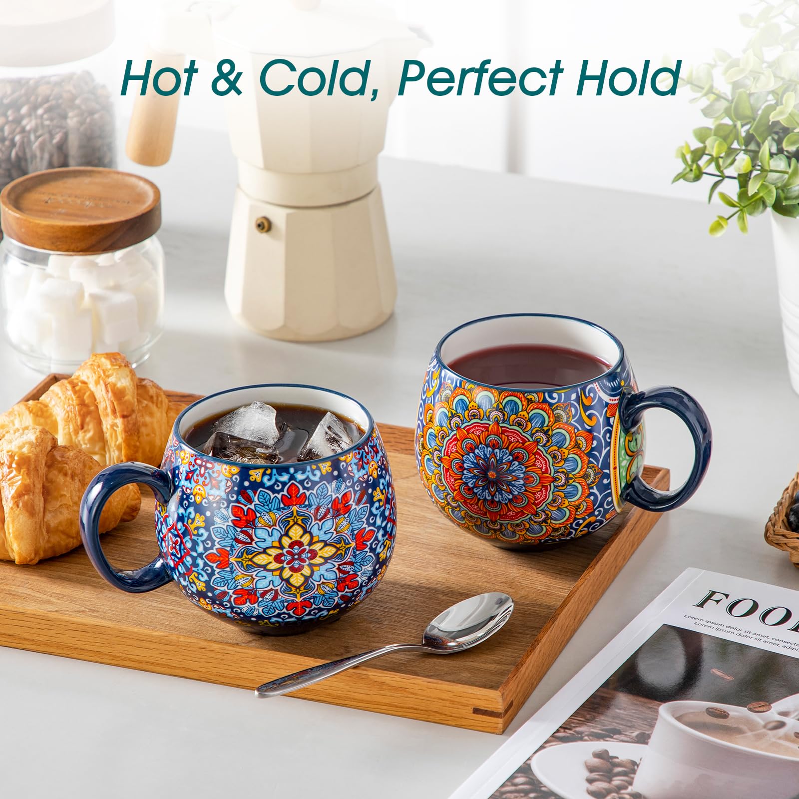 vancasso Coffee Mugs Set of 6, 18oz Ceramic Coffee Cups, Colorful