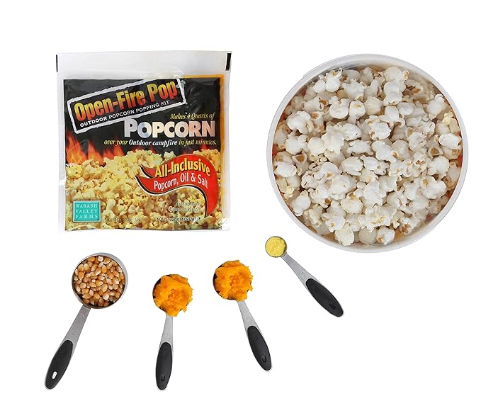 All in One Popcorn Packs - Wabash Valley Farms All Inclusive Popping Kits, Open Fire Pop, Popcorn Kernels for Outdoor Popping, Popcorn Kit, 10 Pack Kit