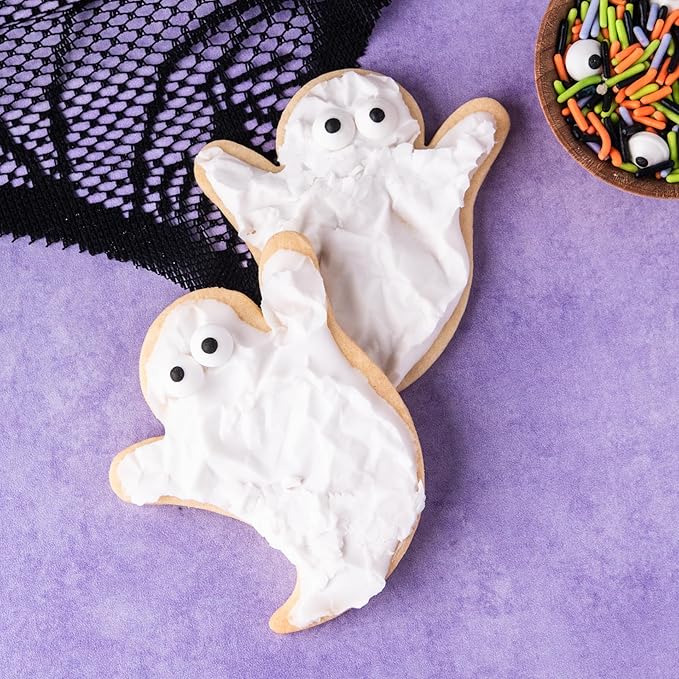 Halloween Frosting Kit with Sprinkles & Eyeballs ??11.31 oz Decorating Set with 3 Frosting Tubes (Orange, Black, White), 4 Nozzles & 2 oz Sprinkle Mix ??Cookie & Cupcake Kit for Kids & Families