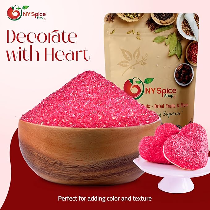 NY Spice Shop Pink Sanding Sugar - 8 Ounce Sweet Colorful Edible Sprinkles For Candy Dish - Sugar Sprinkles For Cake Decorating Cookies Basket & Dishes