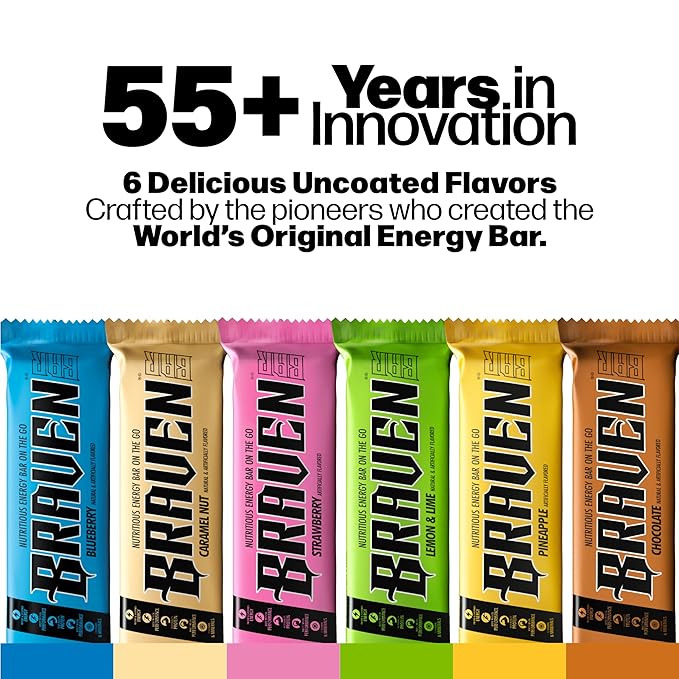 Braven Bar Variety Pack Energy Bars (1.59 oz, Pack of 10) ??Energy Chews with 5g Protein ??On-the-Go Snacks for Running, Hiking, and Sports - Gluten Free Snacks for Sustained Boost