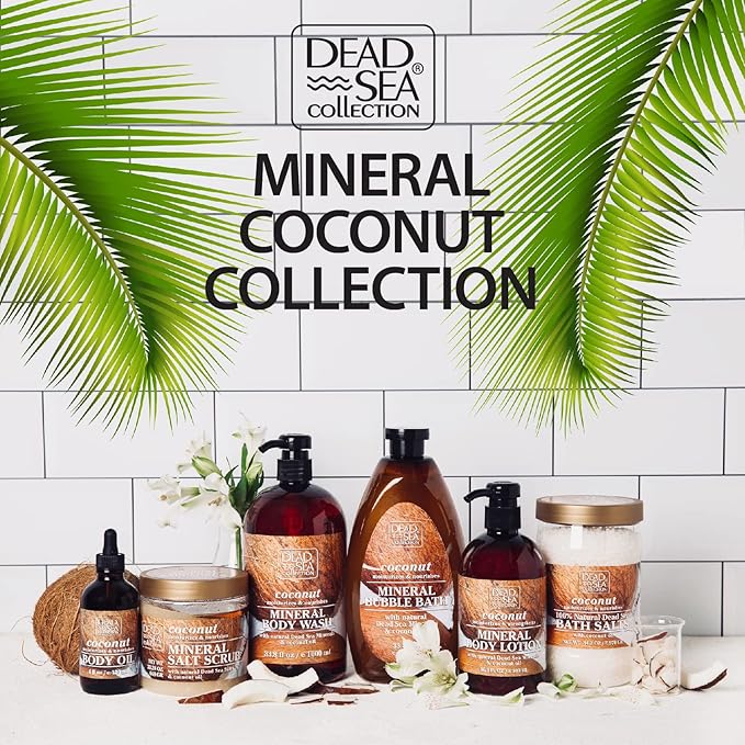 Dead Sea Collection Body Oil for Dry Skin- Scented Coconut ??Vitamin E Moisturizing & Nourishing, Anti-Aging & Skin Elasticity Support for Face Pack of 2 (4 Fl. Oz Each)
