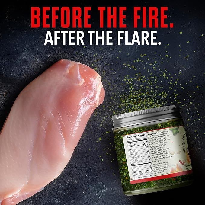 Chimi Boss Infierno Chimichurri Sauce, 9 fl oz – Spicy Argentinian Green Sauce with Fresh Parsley, Garlic, Oregano & Chili – All Natural Hot Herb Marinade – Made in USA