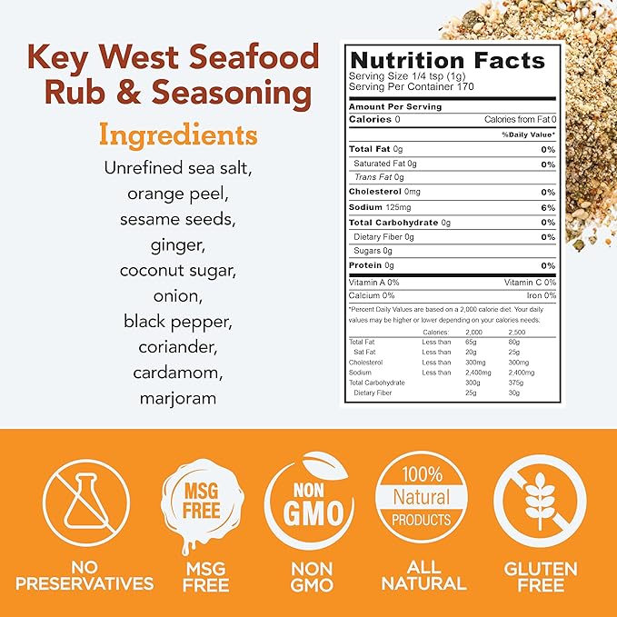 s.a.l.t. sisters Key West Seafood Rub & Seasoning | All-Natural, Gluten Free, MSG Free, Non-GMO | Dry & Wet Rub Seasoning Base | Versatile Use for Chicken Wings, Brisket, Pulled Pork, and More | 6oz