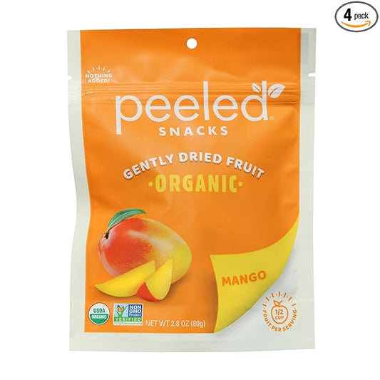 Peeled Snacks Organic Dried Fruit ??Healthy, Vegan Snacks for On-the-Go Lunch and More Mango 2.8 Oz (Pack of 4)