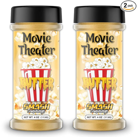 Butter Popcorn Seasoning Shaker ??2 Pack Rich Buttery Flavor Blend for Snacks ??Savory Sprinkle for Popcorn, Corn on the Cob, Potatoes, Veggies, Fries, Pasta, Chips, Snacks, Meals, Movie Nights