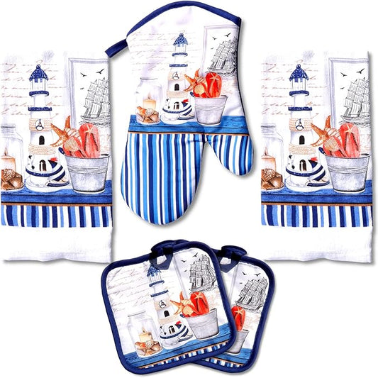 Lobyn Value Packs Decorative Lightweight Kitchen Towel Set 5 Piece Towels