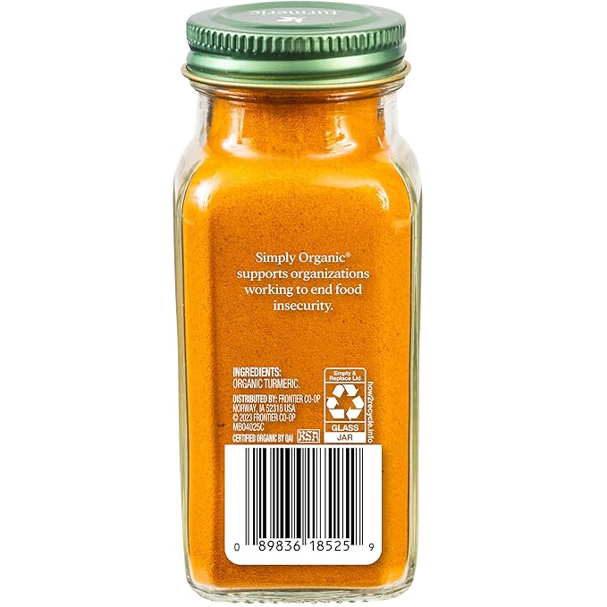 Simply Organic Ground Turmeric Root, 2.38 Ounce, Distinct Aroma, Ginger & Pepper-Like Flavor, Kosher, Non GMO (Pack of 3)