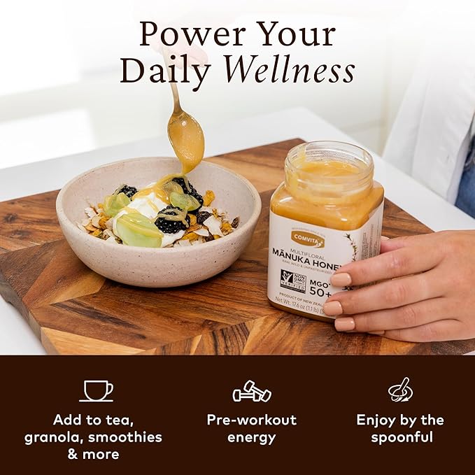 Comvita Manuka Honey MGO 50+ Multifloral - Raw Manuka Honey New Zealand, Pure & Unpasteurized for Tea & Wellness, Superfood Sugar Alternative, Wild, Non-GMO - 500g (17.6 oz)
