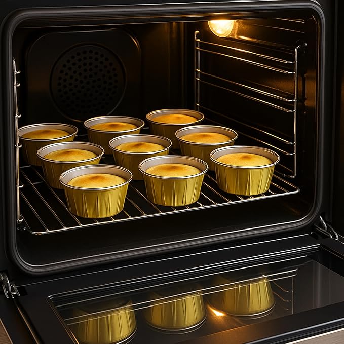 50 Pack Aluminum Foil Baking Cups ??3.35 Inch Disposable Cupcake Liners, Muffin and Dessert Cups, Oven Safe and Leak-Proof