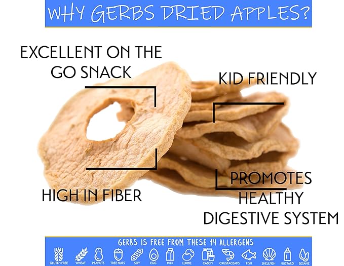 Gerbs Dried New England Apple Slices – 4 LBS. - No Sugar Added, Unsulfured & Preservative Free - Top 14 Allergy Free & Non GMO - Grown in USA