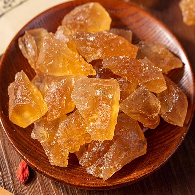 MOORCHOCO Natural Amber Hue sugarcane Rock Sugar Crystals for Tea and Coffee, Dissolves Quickly, Vegan and Non-GMO Yellow crystal sugar for Pho (Large particles 2 lb)