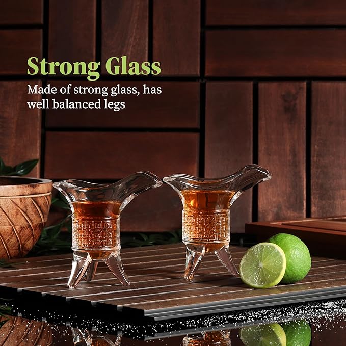 Soju Tequila Shot Glasses (Set of 4) – Retro Emperor Style Shot Glass - Soju Whiskey Tequila Baijiu - Perfect for Parties, Bars, Events, Home Bar