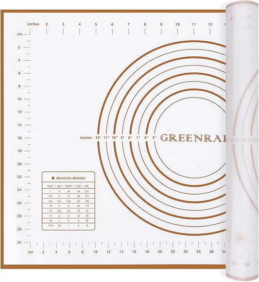 Large Silicone Pastry Mat Extra Thick Non Stick Baking Mat with Measurement Fondant Mat, Counter Mat, Dough Rolling Mat, Oven Liner, Pie Crust Mat (L-16''(W)24''(L), Gold)