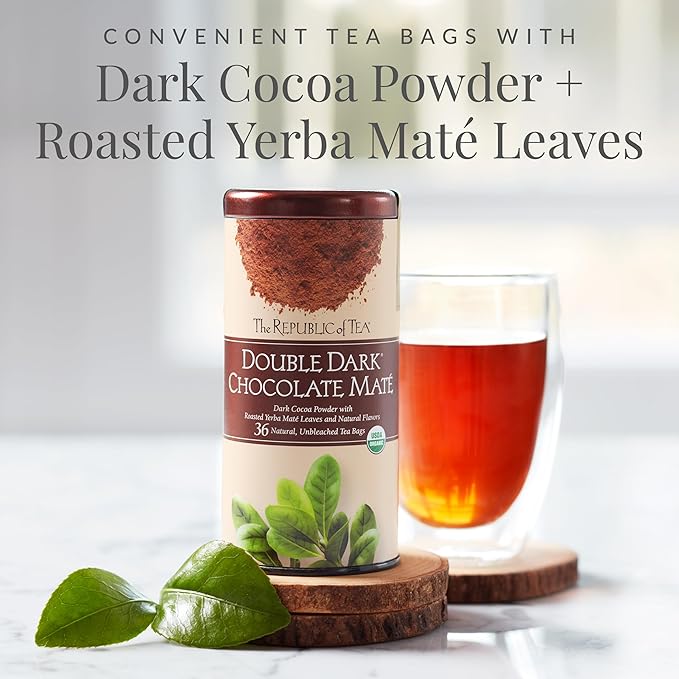 The Republic of Tea ??Organic Double Dark Chocolate Maté, Naturally Caffeinated Yerba Maté, Steeps 36 Cups