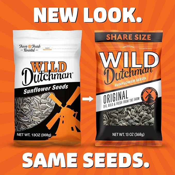 Wild Dutchman Roasted Sunflower Seeds in a Resealable Bag for Ultimate Freshness and an Easy Pour Snack, Salted Original Flavor, 13 oz (Pack of 1)