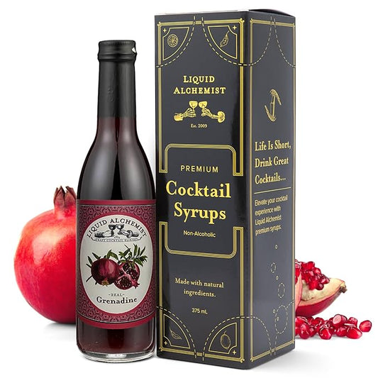 Liquid Alchemist Grenadine Syrup for Cocktails - Real Ingredients Make our Pomegranate Syrup the Perfect Shirley Temple Mix - Our Small Batch Grenadine is Non-GMO, Gluten Free & Vegan (12.7 oz)