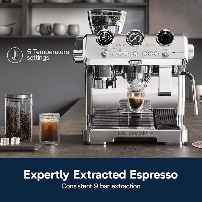 De'Longhi La Specialista Maestro Espresso Machine with Grinder, Auto & Manual Milk Frother ??Bean-to-Cup Cold Brew Coffee with Cold Extraction Technology, Variable Temp & Tamping Tool, 8 Drink Presets