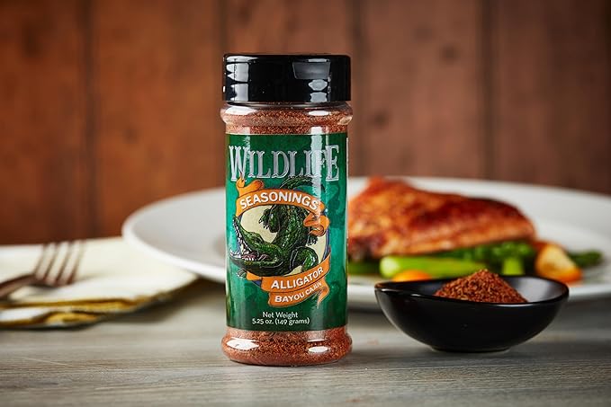 Wildlife Seasonings Alligator Bayou Cajun – Spicy Cajun Meat Seasoning & Grilling Dry Rub – Bold Beef, Chicken, Seafood & Stuffing Seasoning – Perfect Southern Flavor Blend for Authentic Bayou