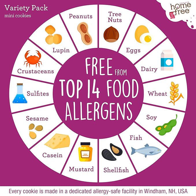 Homefree Mini Cookies Variety Pack, Gluten Free, Nut Free, Vegan, Cookie Snack Packs, School Safe and Allergy Friendly Snack (Pack of 10)