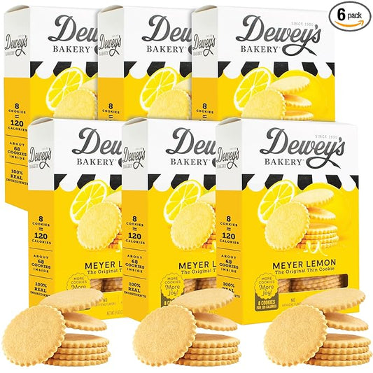 Dewey’s Bakery Meyer Lemon Moravian Cookie Thins | Baked in Small Batches | Real, Simple Ingredients | Time-Honored Southern Bakery Recipe | 9 oz (Pack of 6)
