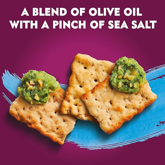Toasteds Flatbreads Crackers, Party Snacks, Lunch Snacks, Sea Salt and Olive Oil (12 Boxes)