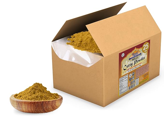 Rani Curry Powder Mild (10-Spice Authentic Indian Blend) 400oz (25lbs) 11.36kg Bulk Box ~ All Natural | Salt-Free | NO Chili or Peppers | Vegan | No Colors | Gluten Friendly | NON-GMO | Indian Origin
