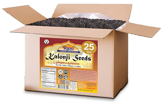 Rani Kalonji (Black Seed, Nigella Sativa, Black Cumin) Seeds 400oz (25lbs) 11.36kg Bulk Box ~ All Natural | Gluten Friendly | NON-GMO | Kosher | Vegan | Indian Origin