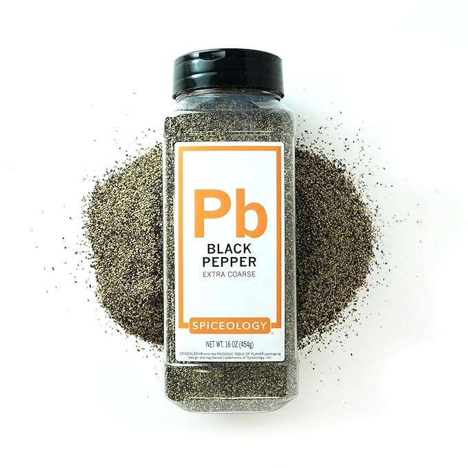 Spiceology - 18 Mesh Ground Black Pepper - Semi-Coarse - For Use On: Beef, Pork, Chicken, Fish, Game or Vegetables - Bulk Pepper Spices and Seasonings for Home Cooks, Chefs, and Professional Kitchens - 16 oz