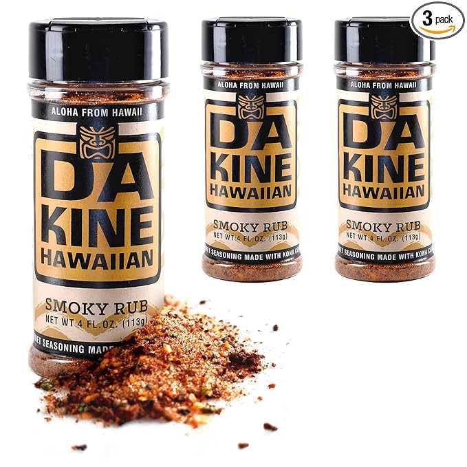 Da Kine Hawaiian Premium BBQ Dry Rub Seasoning - Authentic BBQ Seasoning Blend, Perfect Gourmet Rub Spices for Smoking, Grilling & Cooking - Gluten-Free, Low Sodium, No MSG - Smoky Flavor (4 oz - 3 Pack)