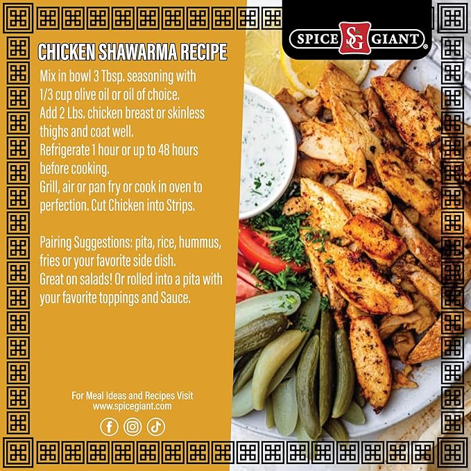 Chicken Shawarma Seasoning 5 oz | Chicken Shawarma Spice Blend | All Purpose, All Natural, Authentic Mediterranean Blend, Middle Eastern