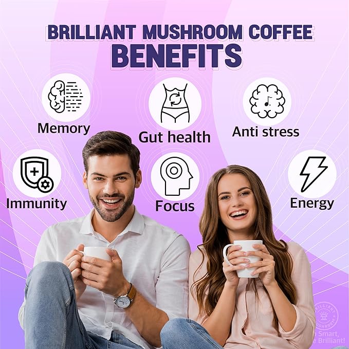 Mushroom Coffee (48 Servings) – 5 Adaptogenic Mushrooms: Lion's Mane, Chaga, Cordyceps, Reishi, Turkey Tail – Boost Energy, Focus & Immunity – 500 mg Mushrooms/Serving