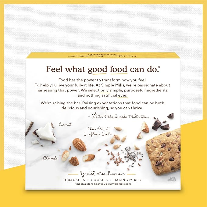 Simple Mills Almond Flour Snack Bars, Dark Chocolate Almond - Gluten Free, Made with Organic Coconut Oil, Breakfast Bars, Healthy Snacks, Paleo Friendly, 6 Ounce (Pack of 3)