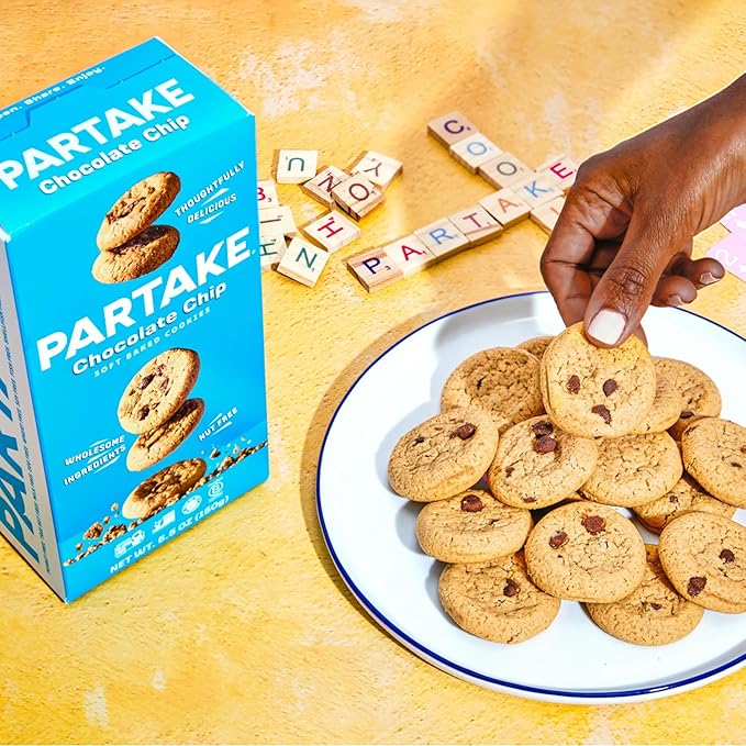 Partake Gluten Free Soft Baked Chocolate Chip Cookies - Vegan - Free From the Top 9 Allergens Including Dairy, Wheat, Soy, Eggs, & Peanuts - Non GMO - Safe School & Office Snack (1 Pack, 5.5oz Box)